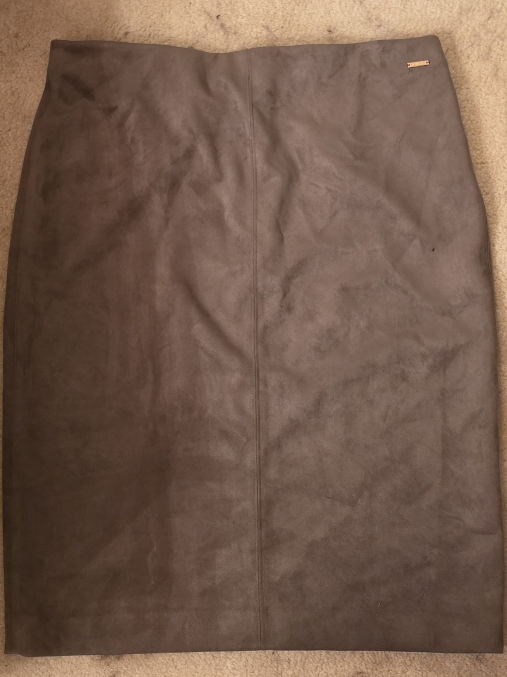 Tahari Olive/Brown Faux Suede Pencil Skirt Size L/XL